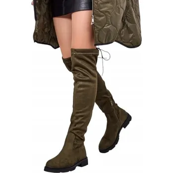 Dámské kozačky Royalfashion dámské kozačky pod koleno s plochým podpatkem, velikost 40