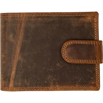 Peněženka Kožená pánská peněženka s přezkou - hnědá