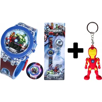 Hodinky Elektronické hodinky AVENGERS pro chlapce, LED + PŘÍVĚSEK NA KLÍČE Iron Man