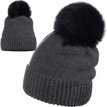 Čepice ČEPICE PODZIMNÍ ZIMNÍ Pomponem Polská MAJKA GRAFITOVÁ