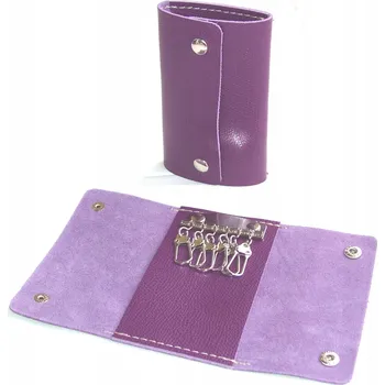 POUZDRO NA KLÍČE K1 Z PRAVÉ KŮŽE, KLÍČENKA, FIALOVÁ BARVA