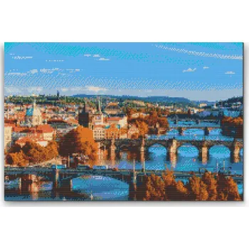 Diamantové malování Painting Queens Diamantové malování Výhled na Prahu, 60 × 80 cm, s rámem, hranaté
