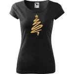 Vánoční dámské tričko zlatý stromek Barva: Černá, Velikost: L