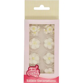 Jedlá dekorace na dort Cukrové dekorace - Květinky, bílá směs, 32 ks