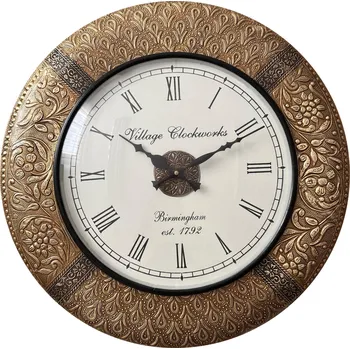 Hodiny LAKŠMI - indický nábytek Nástěnné hodiny průměr 45 cm, vzor 6