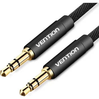 Datový kabel Vention Fabric Braided 3.5mm Jack Male to Male Audio Cable 2m Black Metal Type
