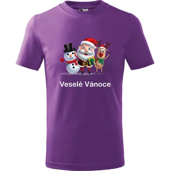 Vánoční dětské tričko Santa a kamarádi Barva: Fialová, Velikost: 10