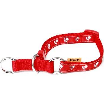 Obojek pro psa Bafpet Popruhový polostahovací obojek Tlapky - Červený, 25mm × 38-62cm, 18123T