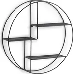 ZELLER Nástěnná polička kulatá černá pr. 55 cm, hloubka 12cm