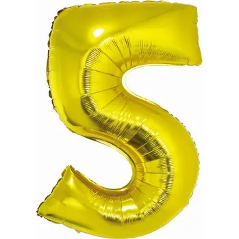 Balónek Fóliový balónek Číslice s číslem 5 PĚT Zlatý Gold 85 cm