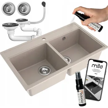 Granitový dřez Dvoukomorový dřez Milo Metro granit béžový