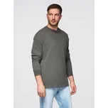 Pánské bavlněné tričko LOOSE FIT dlouhé rukávy s kulatým výstřihem Barva: Zelená, Velikost: XL