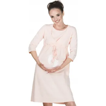 Dámské noční prádlo MEWA BAVLNĚNÉ TĚHOTENSKÉ TRIKO KOŠILE V BARVĚ MERUŇKOVÉ, VEL. 46