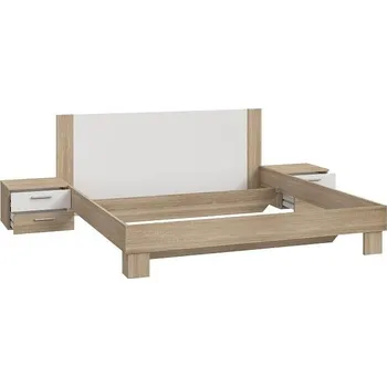 Postel Nejlevnější nábytek ELEK s nočními stolky, dub sonoma/bílá, 5 let záruka