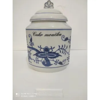 Dóza na potraviny Cibulák dóza na poživatiny s víčkem a nápisem Cukr moučka 1,1 l Dubí