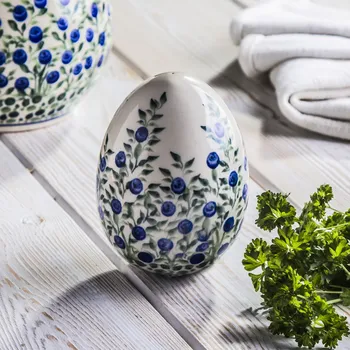 Velikonoční dekorace Velikonoční kraslice (velikonoční vejce) 11 cm – vzor D-1208 (bobulky) – Keramické závody v Bolesławci