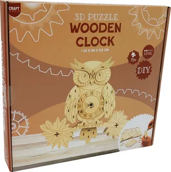 Gadget Craft Co Funkční hodiny 3D puzzle s hodinovým strojkem - Sova