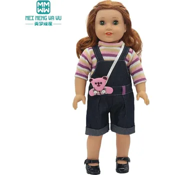 Doplněk pro panenku Set svetr, kalhoty s laclem a ozdobou "medvídek" pro Baby Born či American Girl Motiv: Set, fialová