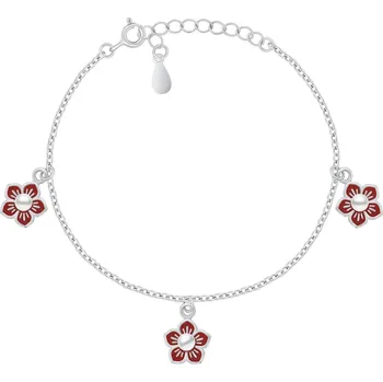 Náramek Brilio Silver Stříbrný náramek Kytičky s perlou BRC152WR (Ag925/1000, 2,56 g)