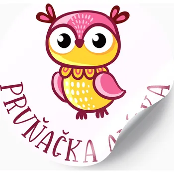 Svatební dekorace Nálepka pro prvňáky růžová sova
