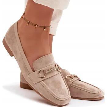 Dámské mokasíny Dámské mokasíny z eko semiše s ozdobným detailem béžové barvy, velikost 37