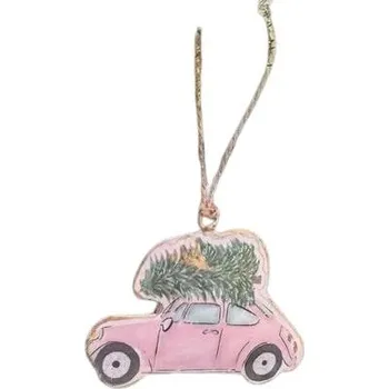 Vánoční dekorace EXNER Vánoční ozdoba - Autíčko se stromkem