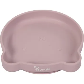Talíř Bo Jungle silikonový talíř s přísavkou Bear Pastel Pink