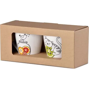 Z - TRADE Dárkový set keramických hrnků s knoflíkem, 340 ml, v krabičce, mix, 2 ks