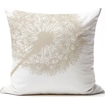 Povlak na polštářek Bavlněný povlak na polštář - PAMPELIŠKY BÍLO-BÉŽOVÉ Zapínání: knoflík, Velikost polštáře: 40x40