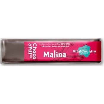 Čokoláda RAW plněná čokoláda 65 % Malina 30 g – Choco&Fill