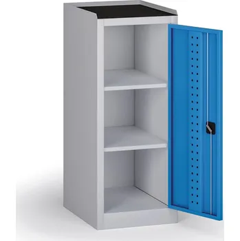 Dílenská skříň nízká na nářadí KOVOS, 2 police, 600 x 505 x 1180 mm, modrá