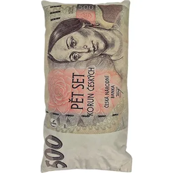 Polštář 4sleep Dekorační polštář bankovka 500 kč 28 × 53 cm
