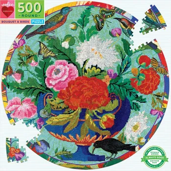 Puzzle EEBOO Květiny a ptáčci 500 dílků