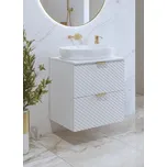 NALLON koupelnová skříňka 2S 60 cm pod umyvadlo, bílá/bílé pyramidky + vyzvednutí ZDARMA