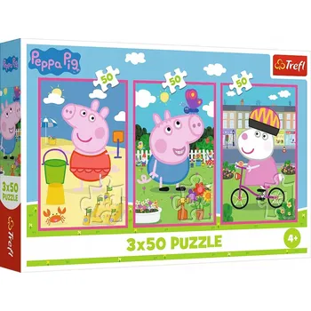 Puzzle Puzzle prasátko Pepa 3 x 50 dílků 34877 Síla přátelství Trefl 3v1 4+