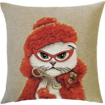 Povlečení Home of Christmas Gobelínový povlak 45 × 45 cm, Kočka v brýlích