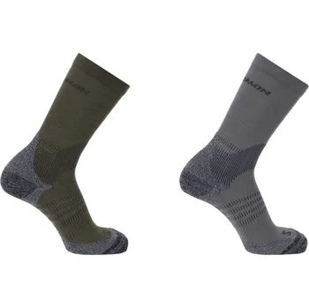 Pánské ponožky Salomon X Ultra Access Crew 2-Pack LC2910600 - excalibur/olive/night 42-44