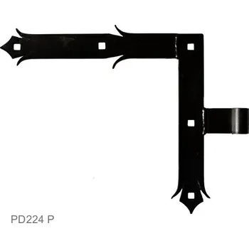 Dveřní kování Kování ozdobné, 250x290mm, 35x4mm, ø čepu 14mm, pravé, černé