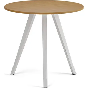 Konferenční stolek Konferenční stůl PRIMO ZEN, průměr 80 cm, bílá podnož, buk