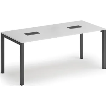 Konferenční stolek Jednací stůl PRIMO SQUARE, 180x80 cm, bílá + 2x stolní zásuvka TYP VI, černá