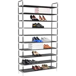 Botník s 10 policemi kov a netkaná textilie černý