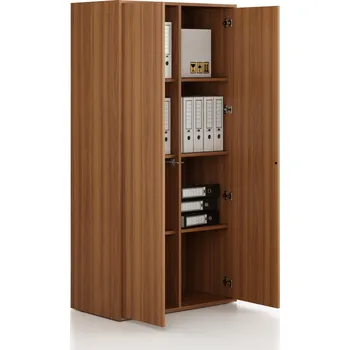 Kancelářská sestava Kancelářská skříň FRAME, 2x dveře, 872 x 450 x 1735 mm, PUSH-lock, ořech