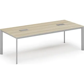 Kancelářská sestava Jednací stůl PRIMO INVITATION, 240x120 cm, dub přírodní + 2x stolní zásuvka TYP VI, stříbrná