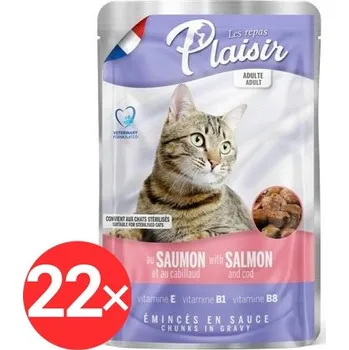 Plaisir Cat kapsička losos + treska 22 × 100 g