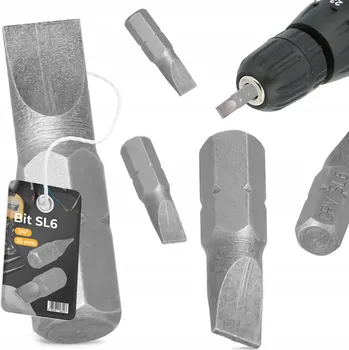 Bit BIT ŠROUBOVÁKU SL6 25mm Plochý MAGNETICKÝ Šroubovací 1/4 Ocel