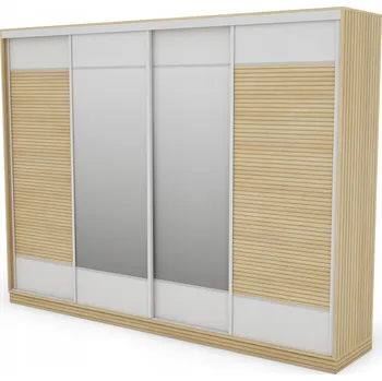 Šatní skříň EMeblast Skříň Dub Gaja SLAMS 320 x 244 x 64 cm bílá skříň se zrcadlem