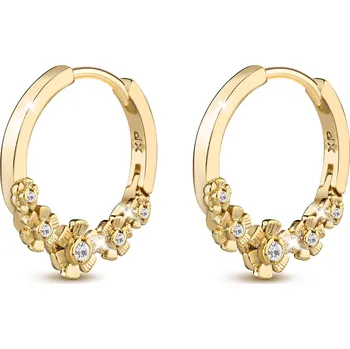 Šperk Biju Pozlacené náušnice 14K, kroužek ozdobený drobnými květinami 1002856