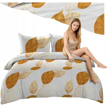 Povlečení Povlečení Saténové 140x200 Zlaté listy 2453