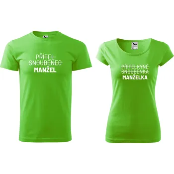 Svatební trička manžel/ka přeškrtlé Barva: Petrolejová, Velikost dámského trička: XS, Velikost pánského trička: M