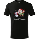 Vánoční dětské tričko Santa a kamarádi Barva: Černá, Velikost: 6